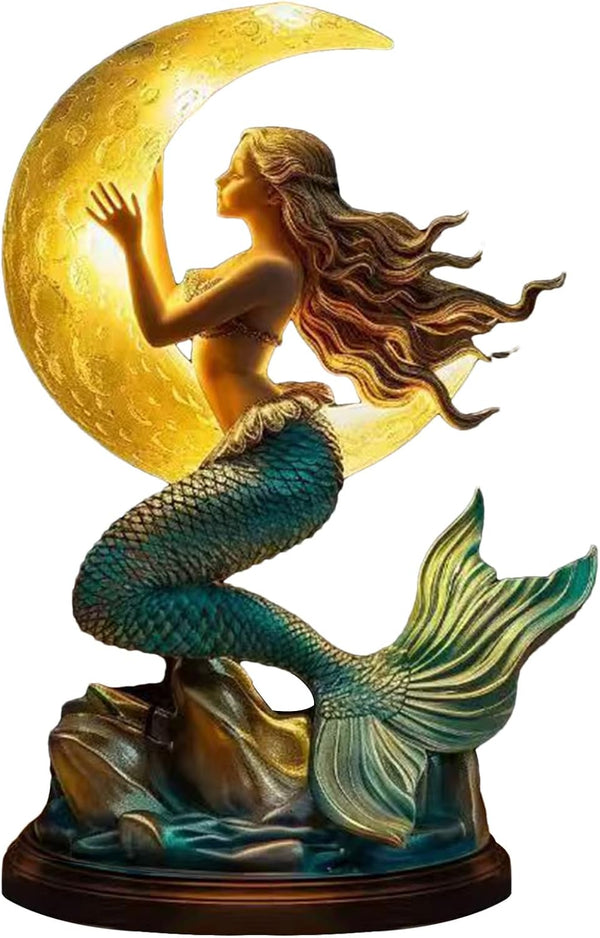 Generic Mermaid Night Light - Resin Touch Control Decoration, Bedroom Decorative Lamp, Nursery