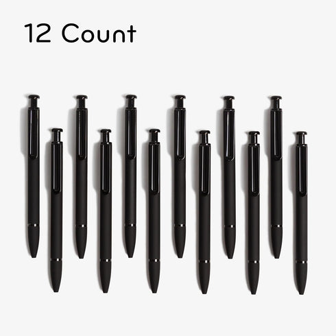 U Brands Midnight Monterey Ballpoint Pens, Set of 12, Black Soft Touch, Bold (1.0 mm) Point, Black Ink