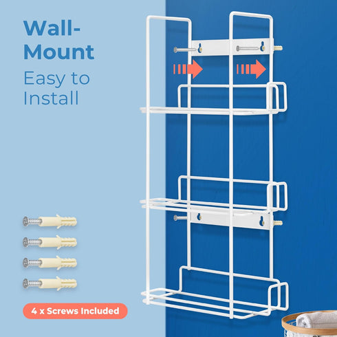 FMP Brands Triple Glove Holder for Wall Mount, Wire Rack Disposable Napkin Gloves Box Holder, White Durable Metal