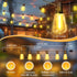 26Ft ST38 Lights,12+1 LAMPHOME Outdoor Yellow String Lights, Connectable Waterproof Patio Shatterproof LED Hanging