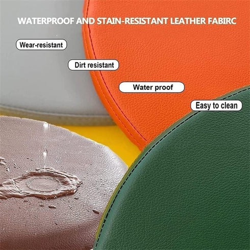 HCZKIUJ 40 40 2.5CM) PU Leather Round Chair Cushion, Waterproof PU Leather Seat Cushion, Soft Memory Foam Round