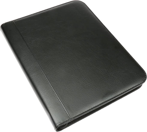 H&S A4 Zipped Conference Folder, Padfolio Folio Case, Business Faux Leather Document Bag Portfolio - Ring Binder