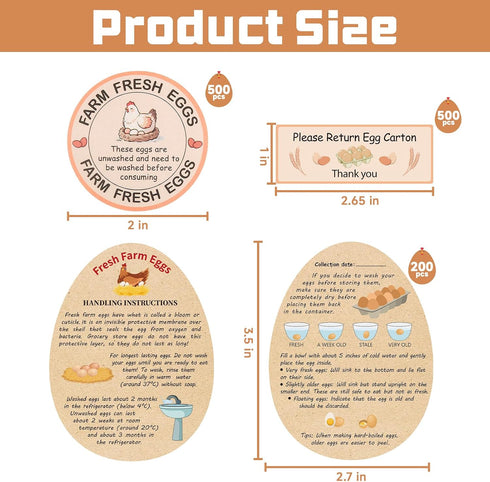 MOMOTONX Packaging Set 500 500 200 Fresh Farm Egg Includes Farm Fresh Eggs Carton Labels, Please Return Carton Labels