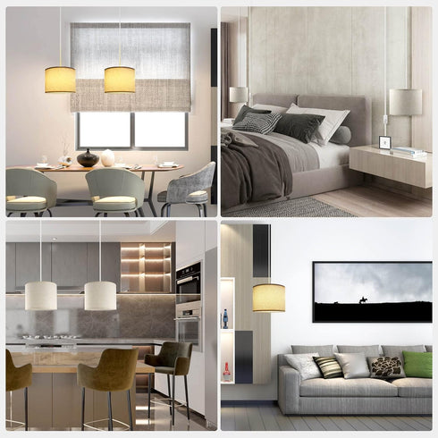 KUAUGST 15 Plug in Pendant Light, FT Hanging Lamp with Plug in Cord, On/Off Switch, Pendant Lighting with Fabric Shade