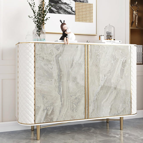 Shiny Beige Marble Contact Paper, Peel and Stick Waterproof Wallpaper for Kitchen Walls, Vanity Table 17.71"x120"