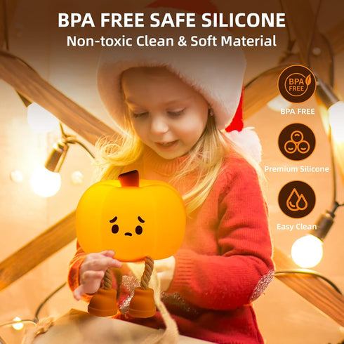 JoviaFesta Dimmable Pumpkin Night Light for Kids, Halloween Jack O Lantern Decor for Kids, Baby Nursery Toddler Squishy