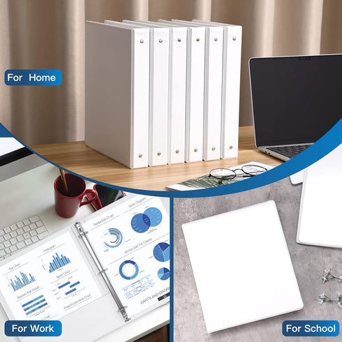 SUIN 1'' 3 Ring Binder - 12 Pack White View Binders with Round Ring, Large 200 Sheet Capacity