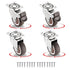 4 Pack Small Caster Wheels 2 Inch Low Profile Swivel Casters with 2 Brakes, Steel Top Plate, No Noise Ball Bearing
