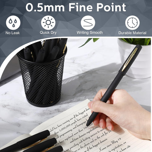 Outus 150 Pcs Black Gel Ink Pens, Ultra Fine Point Rollerball Pens for Office, School, Writing, Sketching