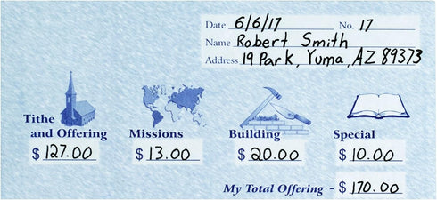Church Offering/Tithe Donation Envelopes - Friendly Welcome Message - Blue - Package of 125