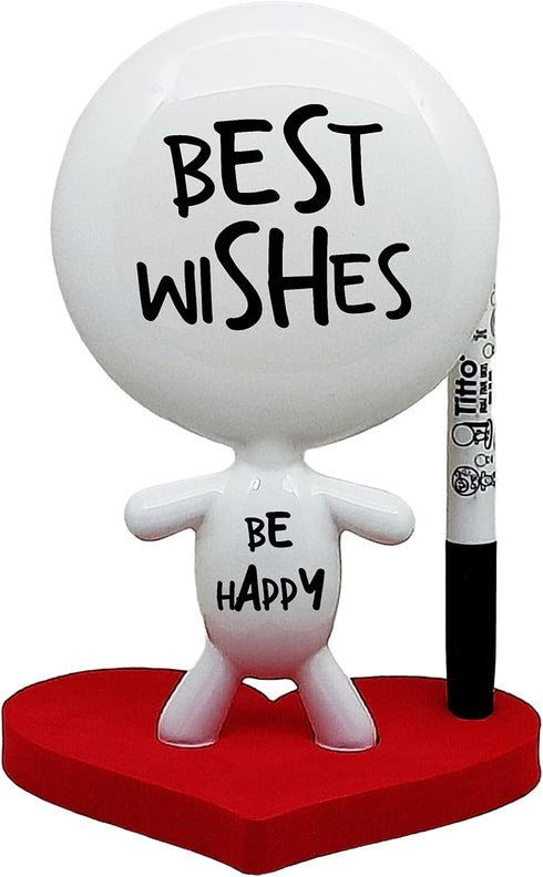 Dry Erase Board - TITTO in Love, Ceramic Desk Whiteboard Doll for Red Office Decor Design - Keep Your Message