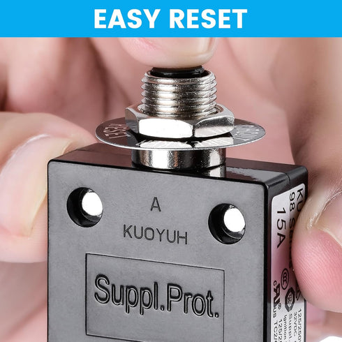 Push Button Circuit Breaker 15 Amp, Briidea Fuse Tester Manual Reset 32V, Low Voltage Protection