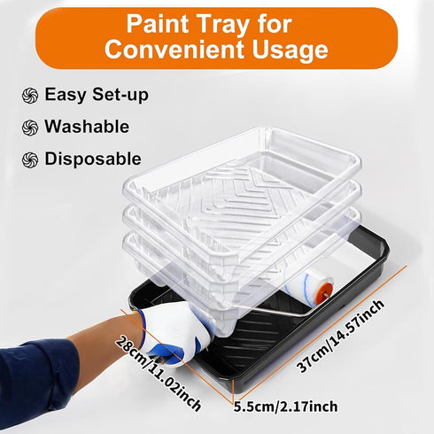 4.5 31PCS 9" 4" Set Paint Roller Kit with FT Extension Pole Wall Painting Kit with & Paint Rollers Paint Brushes