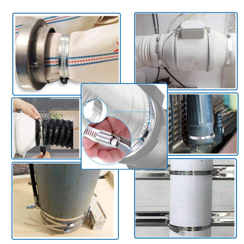 Adjustable Stainless Steel Worm Gear Hose Clamps, Water Pipe Clamps, 4 Pcs (10 Inch)