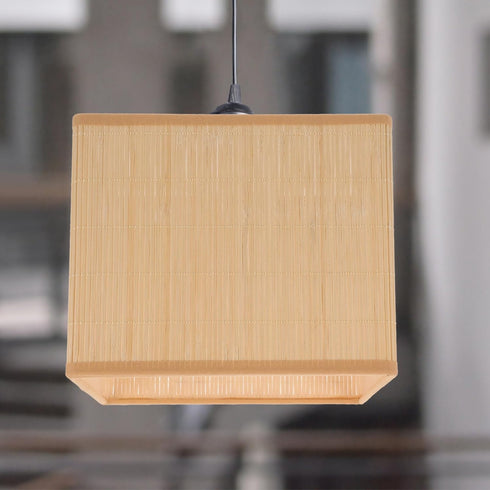 Homoyoyo Bamboo Lamp Shade Medium Square Lampshade Vintage Woven Chandelier Lampshade Clip On Light Cover for Table