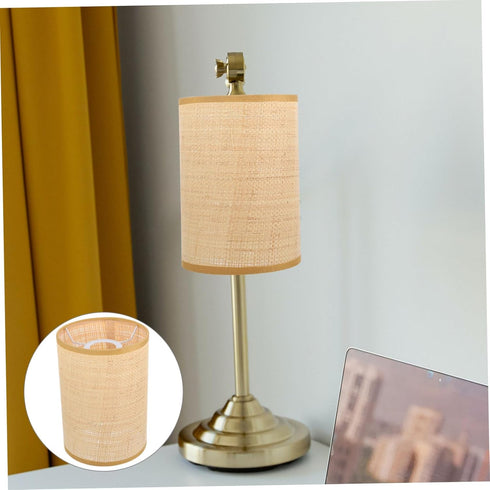 SEWACC Modern Woven Rattan Lampshade for Table and Floor Lamps Durable Metal Frame with Rustic Minimalist Design Eye