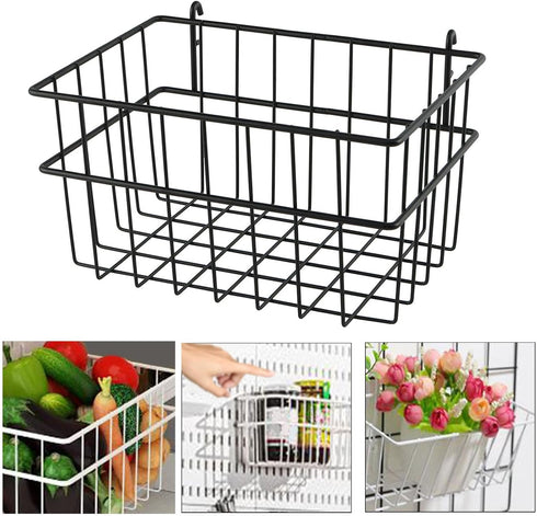 Milageto Pegboard Basket Wire Shelf Basket Container Multipurpose Attachment Bin Organizer for Entryway Pantry
