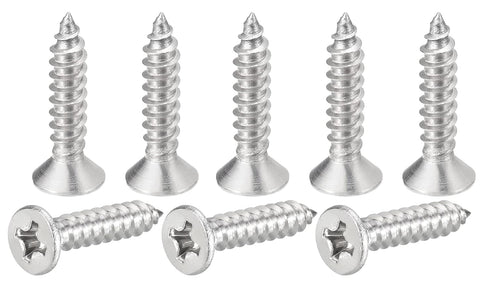 KA 250PCS 3.5 X 16mm Flat Head Self Tapping Screw, Phillips Cross Recessed Threaded Wood Screws, 304 Stainless Steel