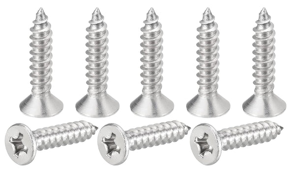 KA 250PCS 3.5 X 16mm Flat Head Self Tapping Screw, Phillips Cross Recessed Threaded Wood Screws, 304 Stainless Steel