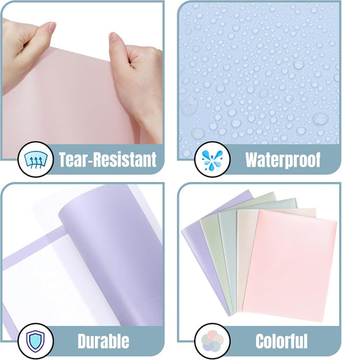 GNL Heavy Duty Plastic Folders with Pockets, 10 Pack, Muted Pastel Colors, Letter Size for School and Office