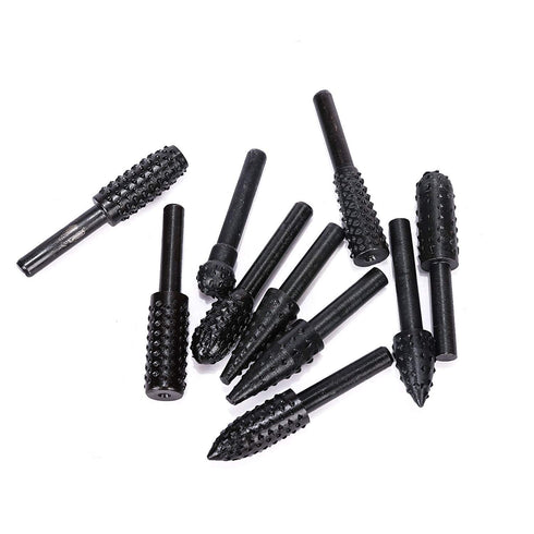 ASNOMY 10PCS Woodworking Twist Drill Bits, Wood Carving File Rasp Drill Bits 6.3mm(1/4") Shank