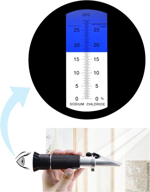 0-28% Salinity Refractometer ATC - Sodium Chloride Salt Level Tester for Sea Water, ±0.2% Accuracy