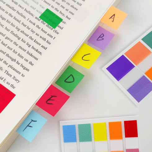 KICNIC 800 Pcs Page Markers Sticky Index Tabs, Fluorescent Pop Up Note Flags for Notebooks and Bookmarks