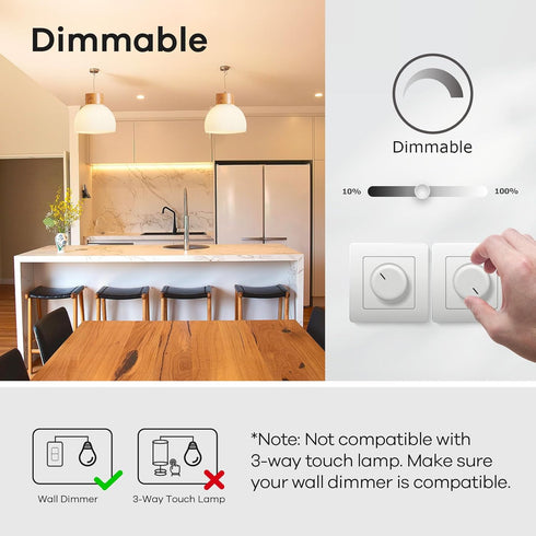 Linkind A19 LED Light Bulbs Dimmable, 60W Equivalent, 2700K Soft White, 9.5W 800 Lumens, E26 Standard Base, 6 Packs