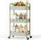 LEHOM 3 Tier Rolling Storage Cart - Metal Trolley Utility Cart with Wheels & Hooks for Bathroom Kitchen Office Bedroom