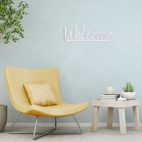 Mobestech Welcome LED Neon Sign Light USB Battery Powered Wall Hanging Decoration for Party Bar Cart Accessories