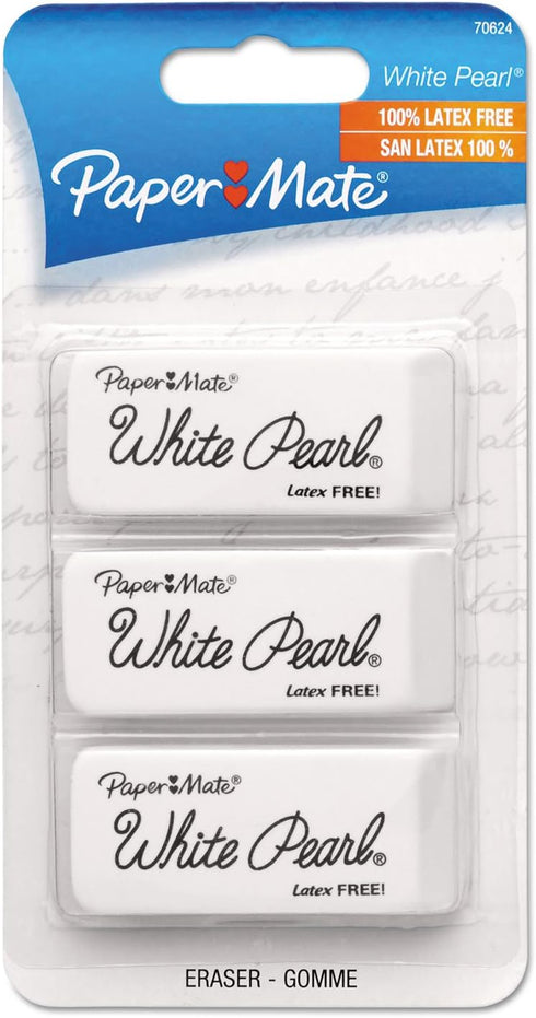 Paper Mate White Pearl Eraser - 3/Pack