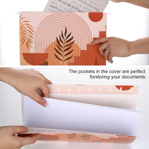 Estune 32 Pcs Decorative Hanging File Folders, Letter Size, Geometric, Marble, Quote Designs with Adjustable Tabs
