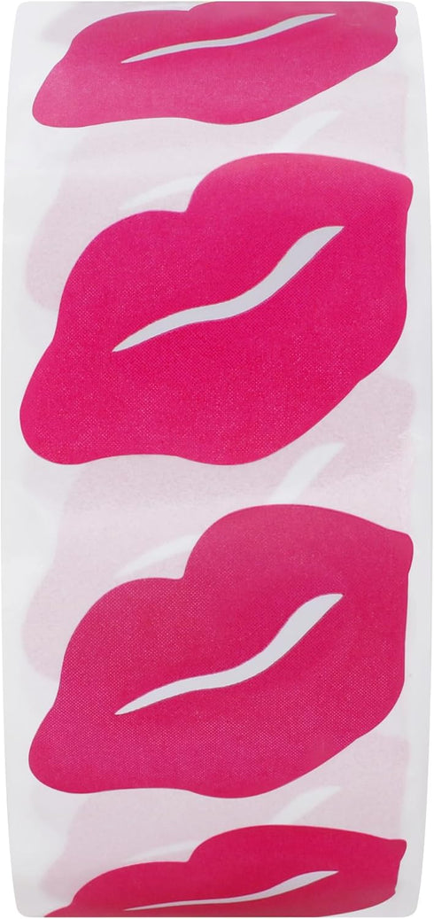 Hybsk Kissing Lips Removable Body Stickers, Total 1,000 Per Roll, Pink