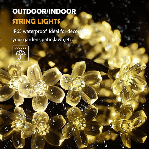 50 ITICdecor Solar Flower String Lights Outdoor Waterproof LED Fairy Light Christmas Decorations for Garden Fence Patio
