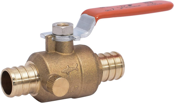 SharkBite 3/4 Inch Crimp Ball Valve with Drain - Brass Plumbing Fitting for PEX Pipe, PE-RT, 24613LFA