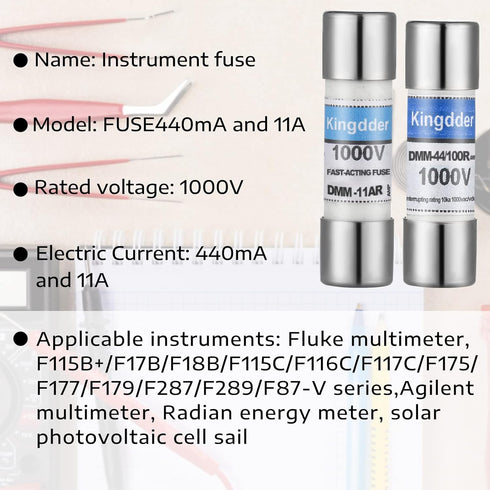 DMM-11A and DMM-44/100 Fast Acting Digital Multimeter Replacement Fuse, Compatible with Fluke Multimeters (12)