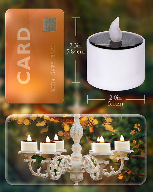 2.3''x2'', Pack 6 Homemory Solar Candles Outdoor Waterproof, Dusk to Dawn Outdoor Lighting, Reusable LED Tea Light