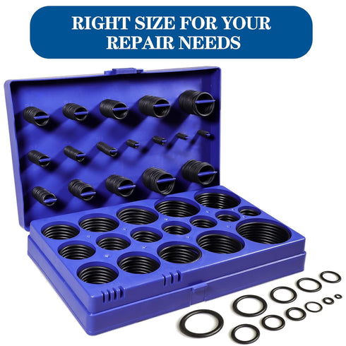 407 Pcs Universal SAE O Ring Assortment Kit, 32 Inch Sizes Standard Nitrile Rubber Set for Automotive Plumbing Repair