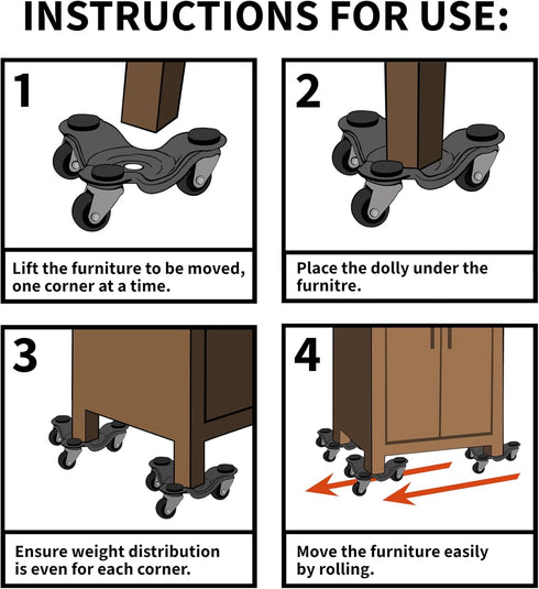 Move-It 9283 4-Inch Steel Tri-Dolly, 200-Lb Load Capacity