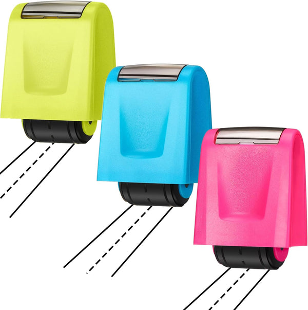 Teling 3 Pcs Dashed Handwriting Line Practice Roller Stamp - Self Inking for Teachers & Kids