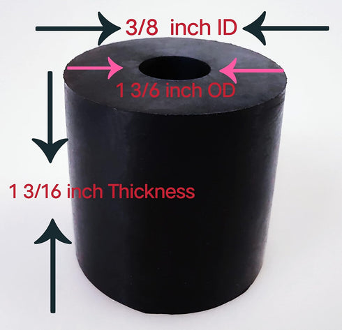 Multi Purpose Rubber Spacer 1 3/16 Inch OD x 3/8 Inch ID x 1 3/16 Inch Thickness, Black Neoprene Washers (16)