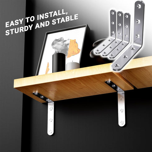 WENQUIT 25Pcs 4x 4 3MM 90 4inch Stainless Steel Angle Brackets, Heavy Duty Corner Brackets, Metal Corner Braces