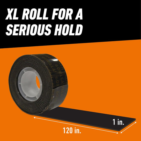 Gorilla Heavy Duty Double Sided Mounting Tape, Black, 1" x 120" (Pack of 1), Weatherproof for Indoor/Outdoor