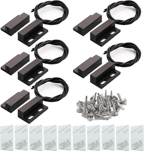 Gebildet 5pcs Recessed Wired Security Window Gate Contact Sensor Alarm Magnetic Reed Switch