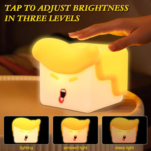 3 Dimmable/Timer Fun Night Light, Hilarious Silicone Squishy Lighted Tap Light, Levels Night Light, USB Rechargeable