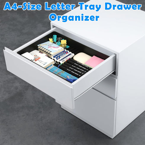 Letter-Size Tray, 2PCS Plastic Stackable A4 Paper Tray, Multi-use Large Storage Basket for Office Home Supplies, 13 x