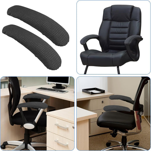 Office Chair Armrest Covers - 2Pcs Removable Elastic Covers for Office Seat Hand Rest Protection (Grey)