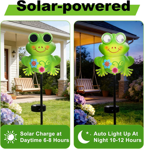 Rngmsi Garden Solar Lights Dynamic Eyes, Frog Solar Garden Lights Stake Outdoor Decorations, LED Lighting Frog Gifts