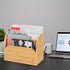 Jucoan Bamboo Countertop File Organizer, 4 Slot Vertical Wall Mounted Holder for Documents, Magazine Folder for Home