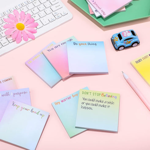 Zonon 24 Pieces Inspirational Sticky Notes: 3 x 3 Inch Motivational Fun Notepads, Positive Gifts for Teacher Coworkers